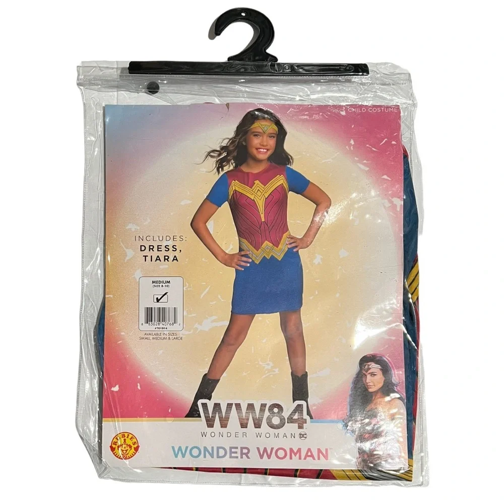 WW84 Wonder Woman Costume Size M 8-10 Blue Red Gold Dress And Tiara Rubies New